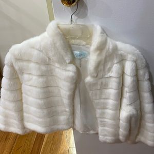 White crop top fur jacket